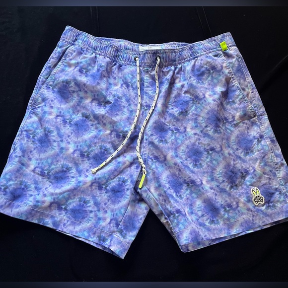 Psycho Bunny Men's Tie Dye Pattern Swim Trunks